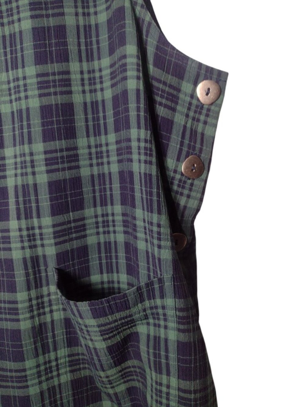 Vintage Sag Harbor Tartan Plaid Maxi Jumper Dress 12 Academia Side Slits Crinkle - Picture 2 of 8
